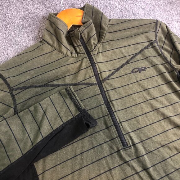 Outdoor Research Enigma 1/4 Zip Mens Large Green Black Base Layer Merino Wool - Picture 3 of 10